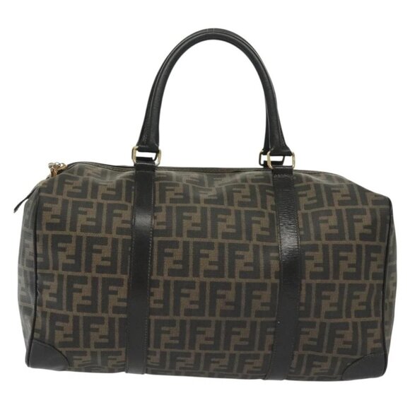 FENDI Zucca Canvas Hand Bag PVC Black Brown Auth 139395 - Picture 3 of 16